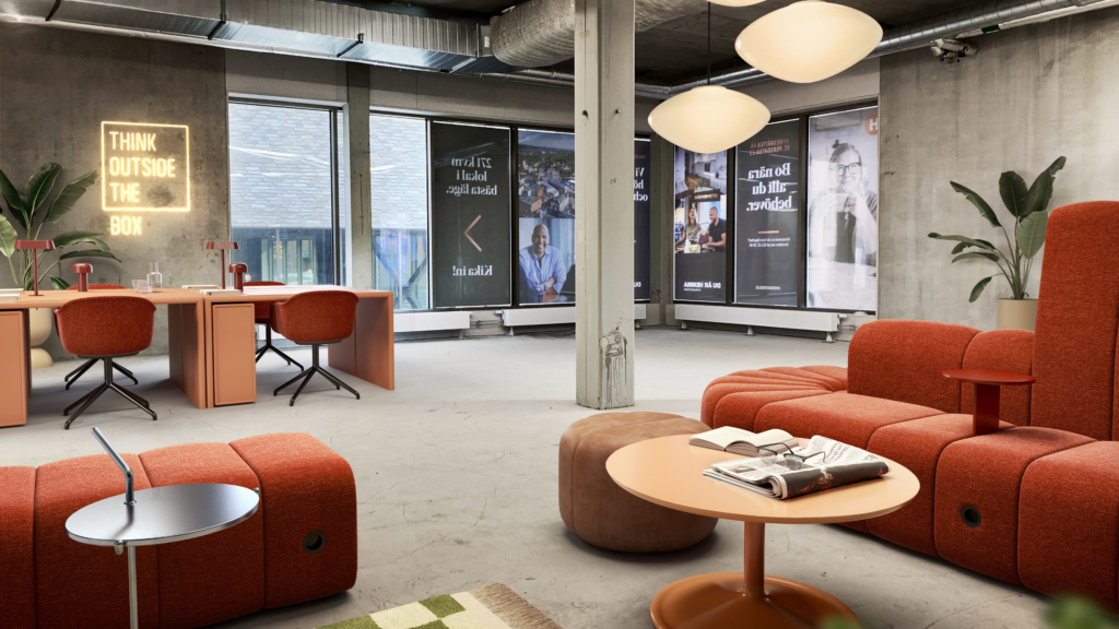 En digitalt möblerad lokal i Kopparhusen.