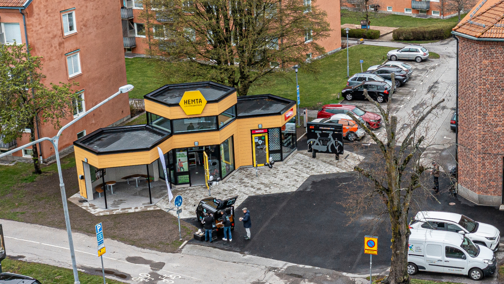 Bild på Hemta-hubben, fotograferad från ovan.